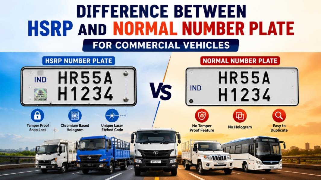 Difference Between HSRP and Normal Number Plate for Commercial Vehicles
